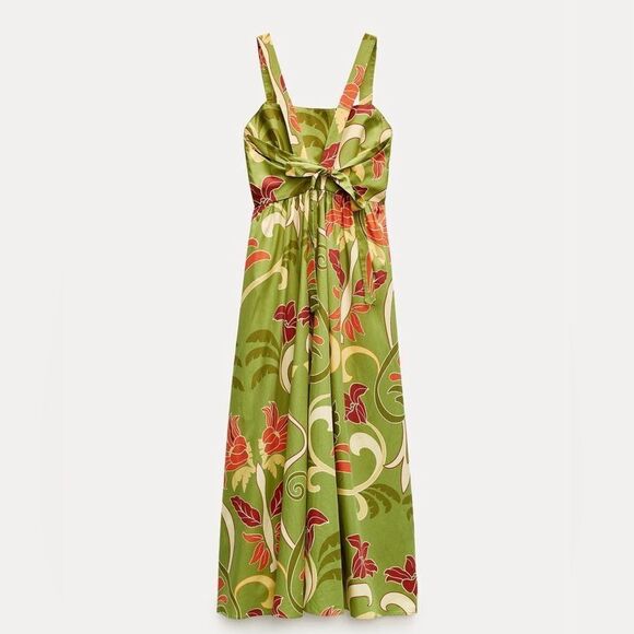 Zara Cotton Printed Midi Dress New - Picture 11 of 16